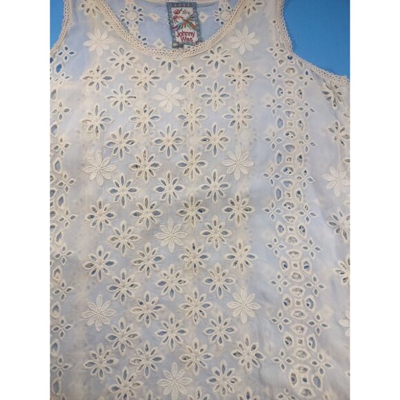 Johnny Was Top Carden Tank White / Ivory Floral Eyelet Rayon Top - Size … - Picture 3 of 7